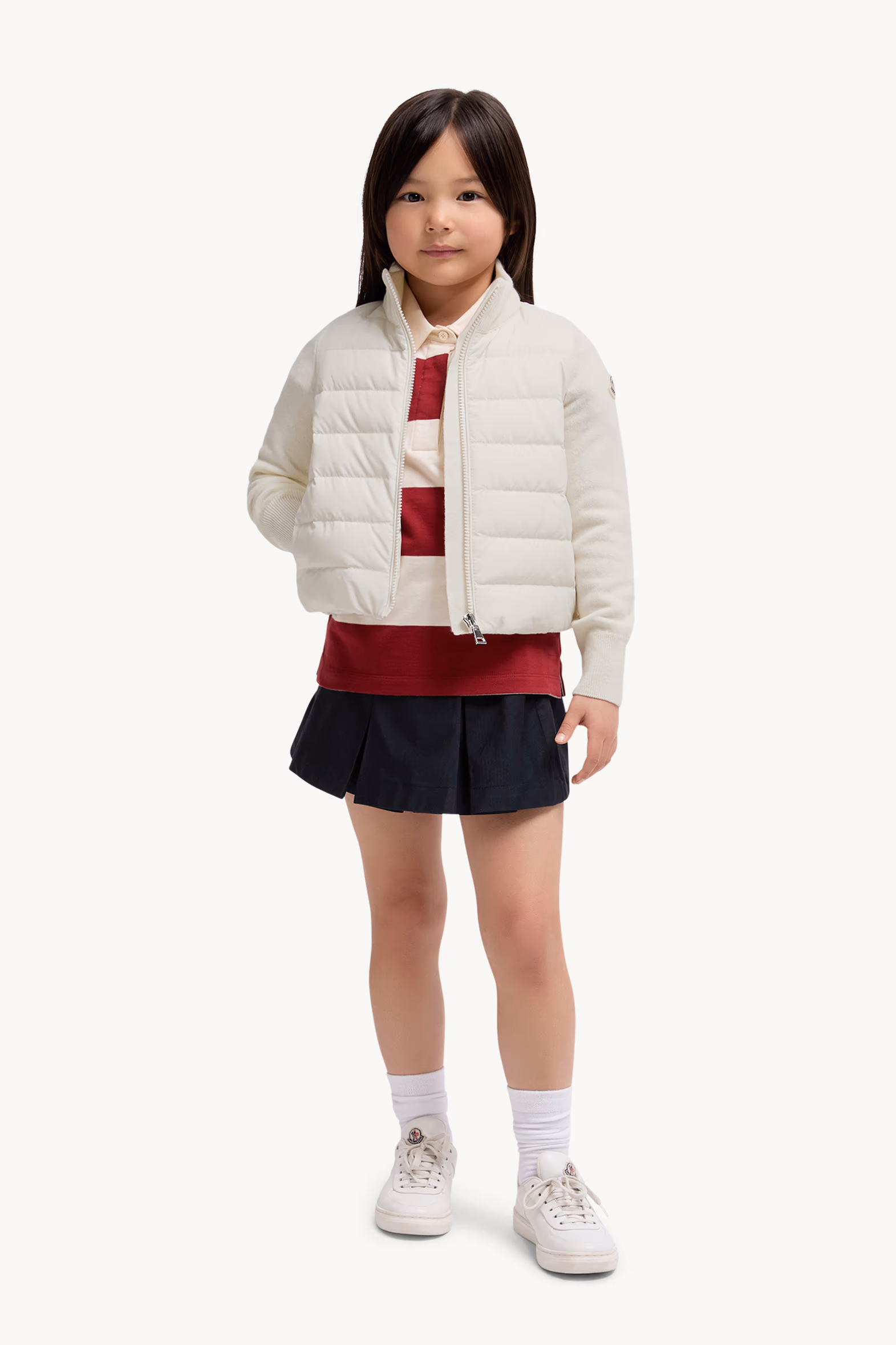 Padded Wool Zip-Up Cardigan Girl White Moncler 2